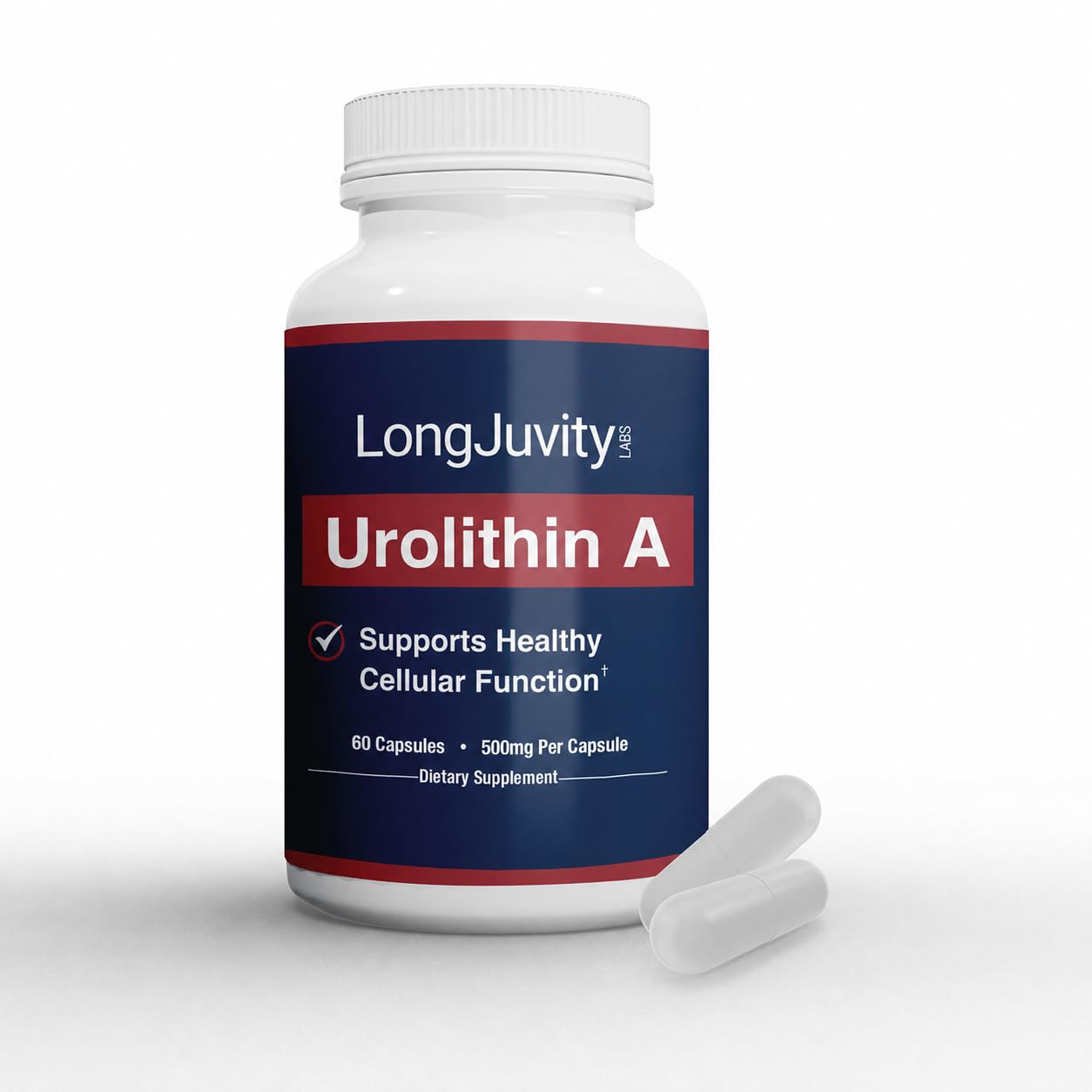 LongJuvity Labs Urolithin A Supplement 500mg Capsule, 60 Capsules