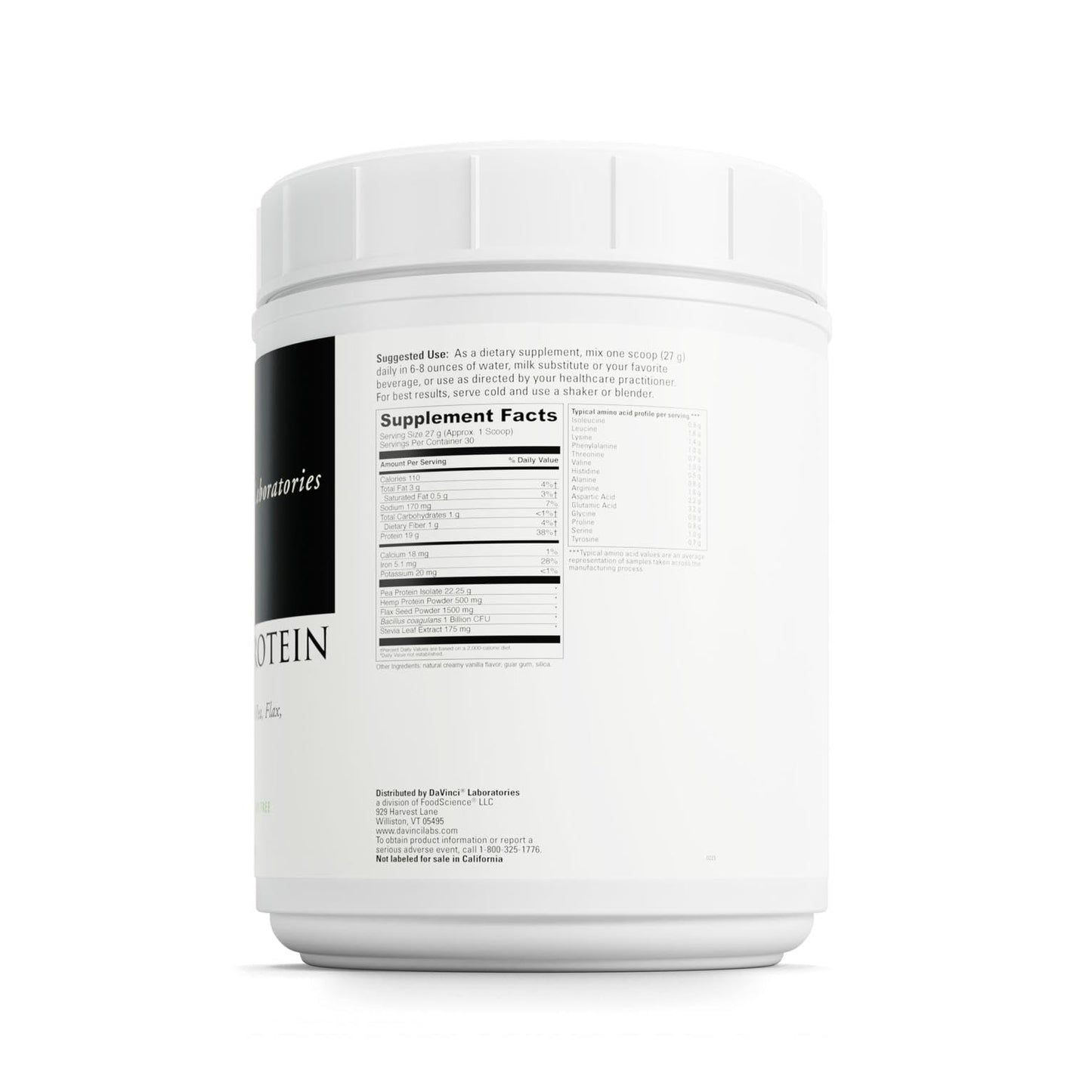 DAVINCI Vegan Protein Powder Creamy Vanilla 28.58 oz