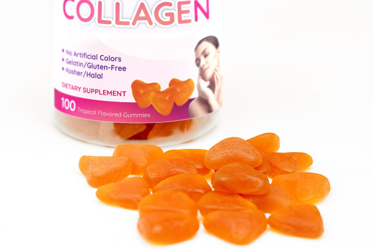 Flamingo Supplements Collagen Gummies, Natural Marine Collagen for Women and Men, Hydrolyzed Types I & II, No Gelatin, Kosher, Halal, 100 Count