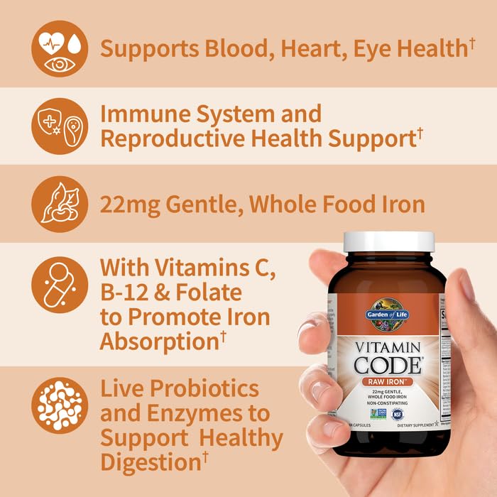 Garden of Life Vitamin Code Raw Iron Supplement Capsules, 30