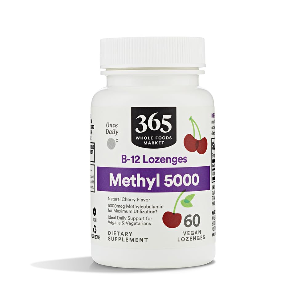 365 by Whole Foods Market Methyl B-12 5000mcg Cherry Lozenges, 60 Count