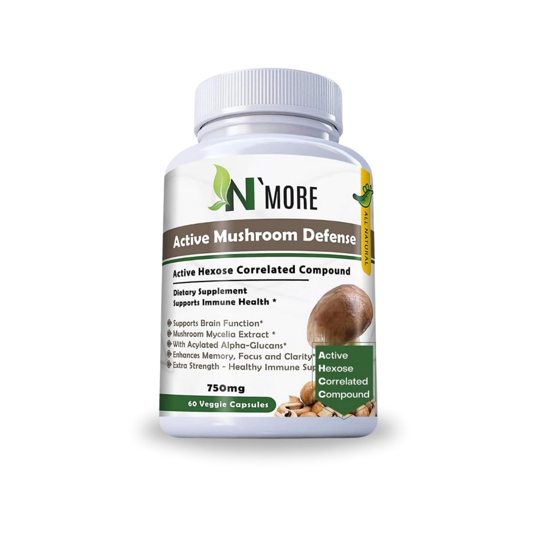 N'More Six Active Mushroom Defense Dietary Supplement Supports Immune Health, 60 Capsules