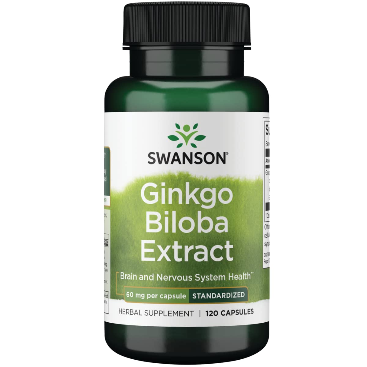 Swanson Ginkgo Biloba Extract Standardized 60 mg Capsule, 120 Count