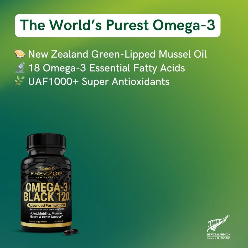 FREZZOR Omega-3 Black Green Lipped Mussel Oil Softgel 120 Count