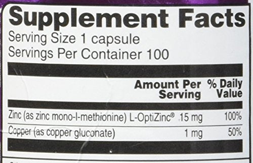 Vitacost Everyday Zinc and Copper Capsule, 100 Capsules