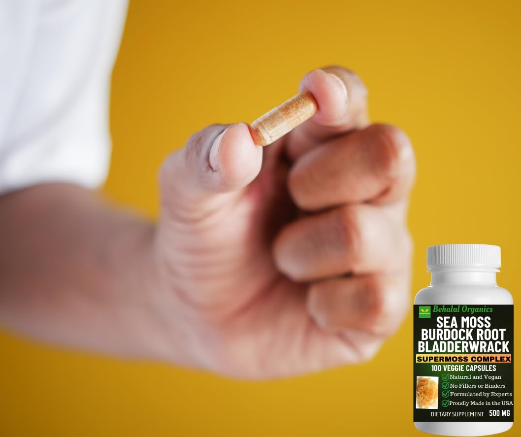 Behalal Organics Sea Moss, Bladderwrack and Burdock Root Capsules 100 Count