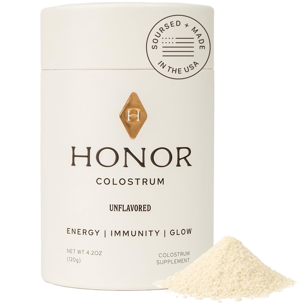 HONOR Supplements 100% Grass-Fed Bovine Colostrum Powder, 60 Servings
