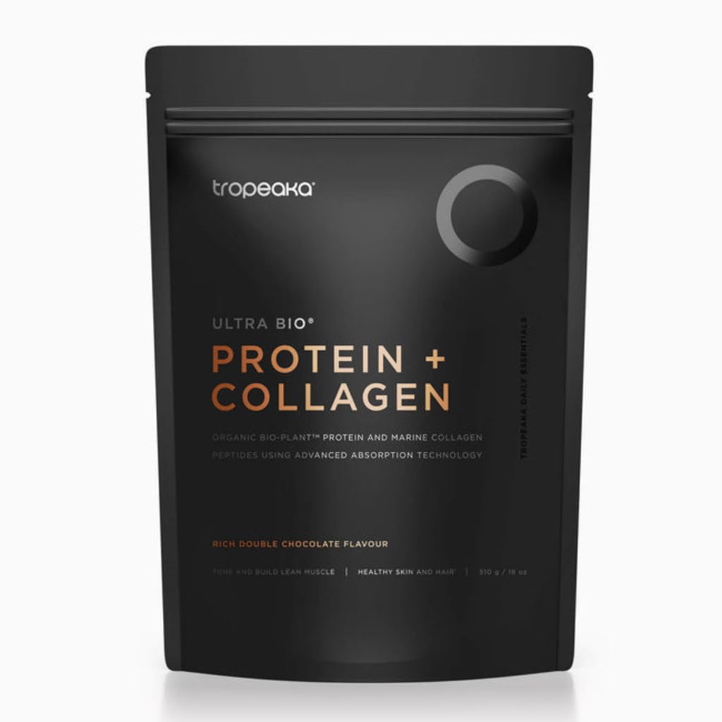 Tropeaka Collagen Protein Powder - Double Chocolate - Marine Collagen Peptides for Skin, Hair & Nails, Dairy Free, Gluten Free, Non-GMO - 18 oz