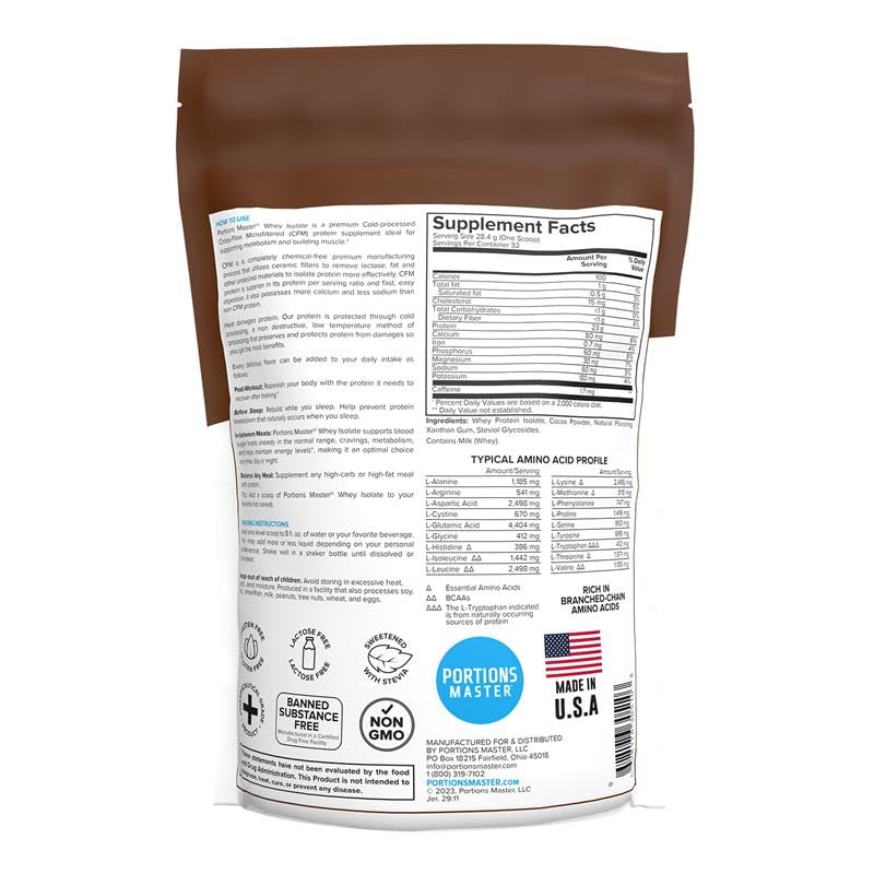 Portions Master CFM Whey Isolate Powder, 32 Servings