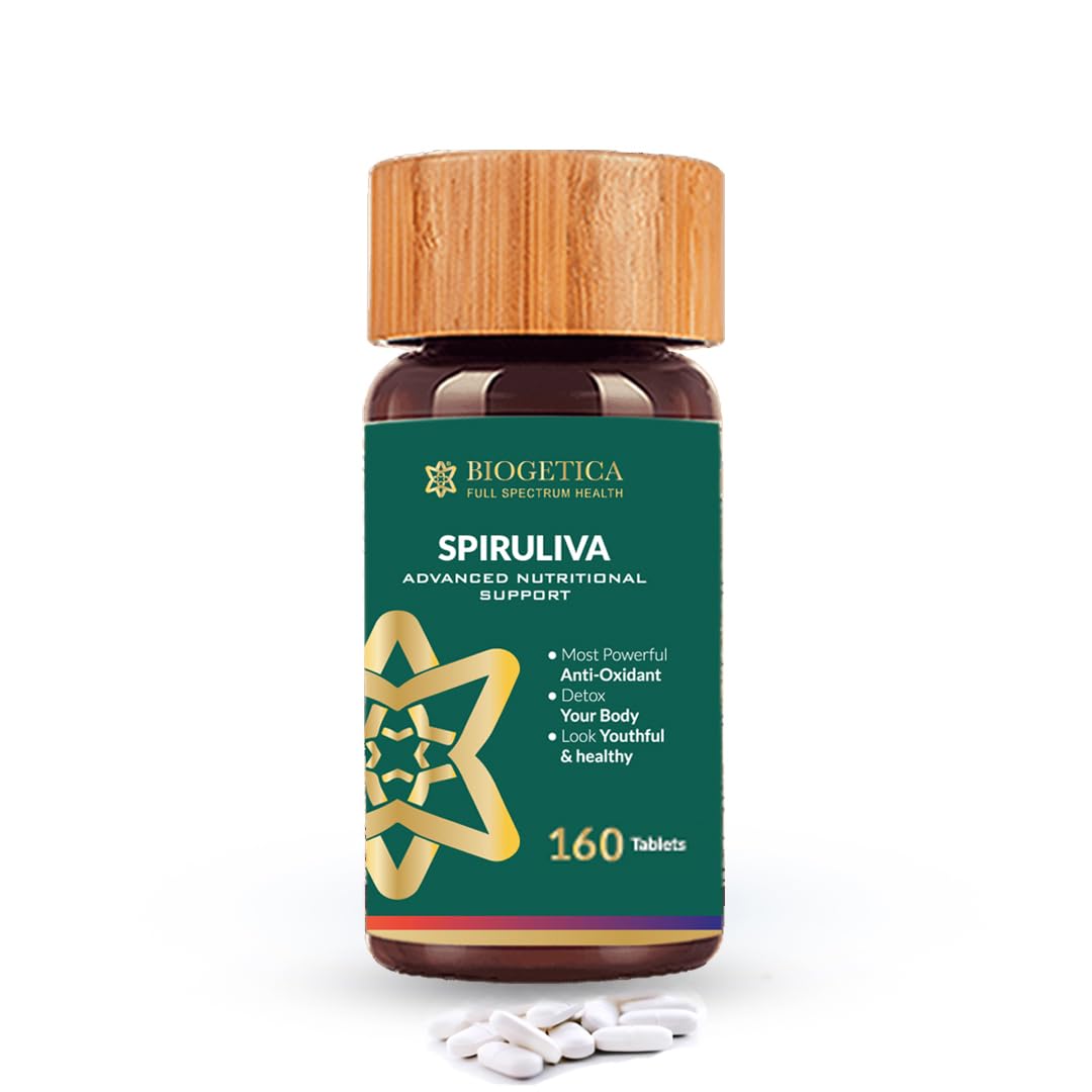 Biogetica Spiruliva Organic Spirulina with Astaxanthin Tablets, 160 Count