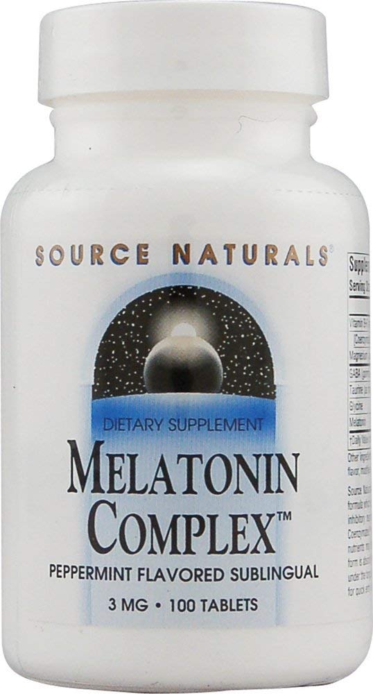 Source Naturals Sleep Science Melatonin Complex with GABA 3 mg Peppermint Flavored Tablet, 100 Tablets