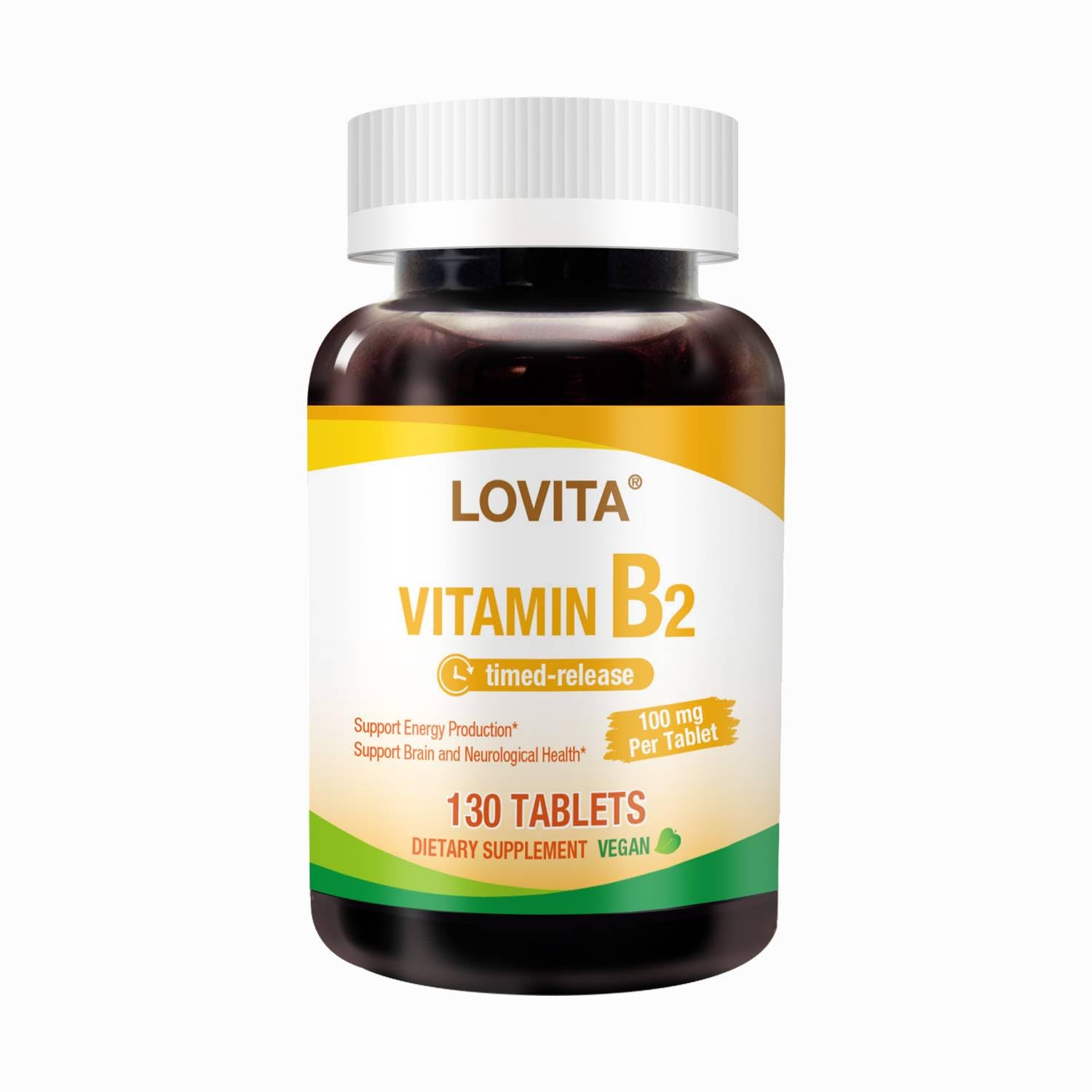 LOVITA Vitamin B2 (Riboflavin) 100mg Tablet, 130 Count