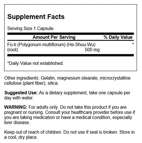 Swanson Fo-Ti 500 Milligrams Capsules, 60 Capsules