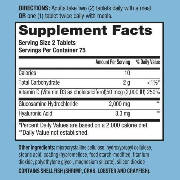 Schiff Glucosamine 2000mg with Vitamin D3 and Hyaluronic Acid, 150 Tablets