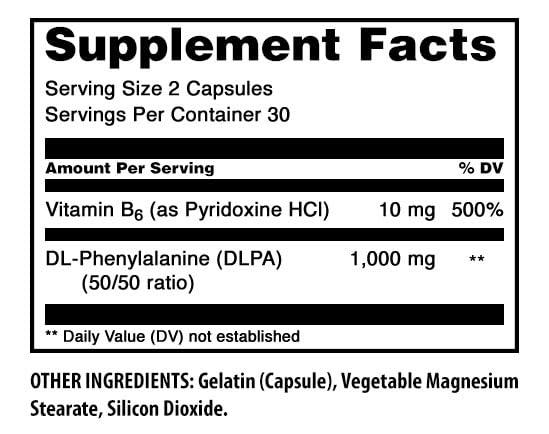 Amazing Nutrition DLPA (DL-Phenylalanine) Supplement Capsule, 60 Count