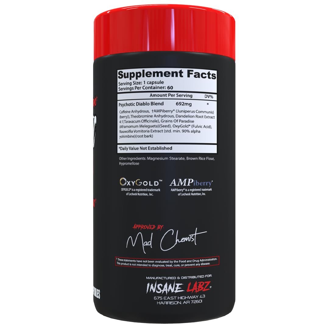 Insane Labz Psychotic Diablo Thermogenic Fat Burner Capsules 60