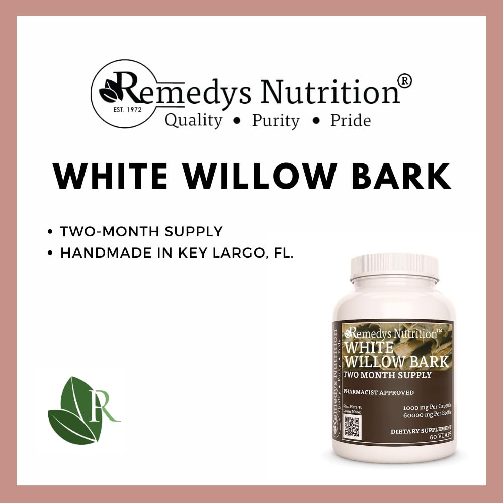 Remedy’s Nutrition White Willow Bark 1000 mg Capsules, 60 Count
