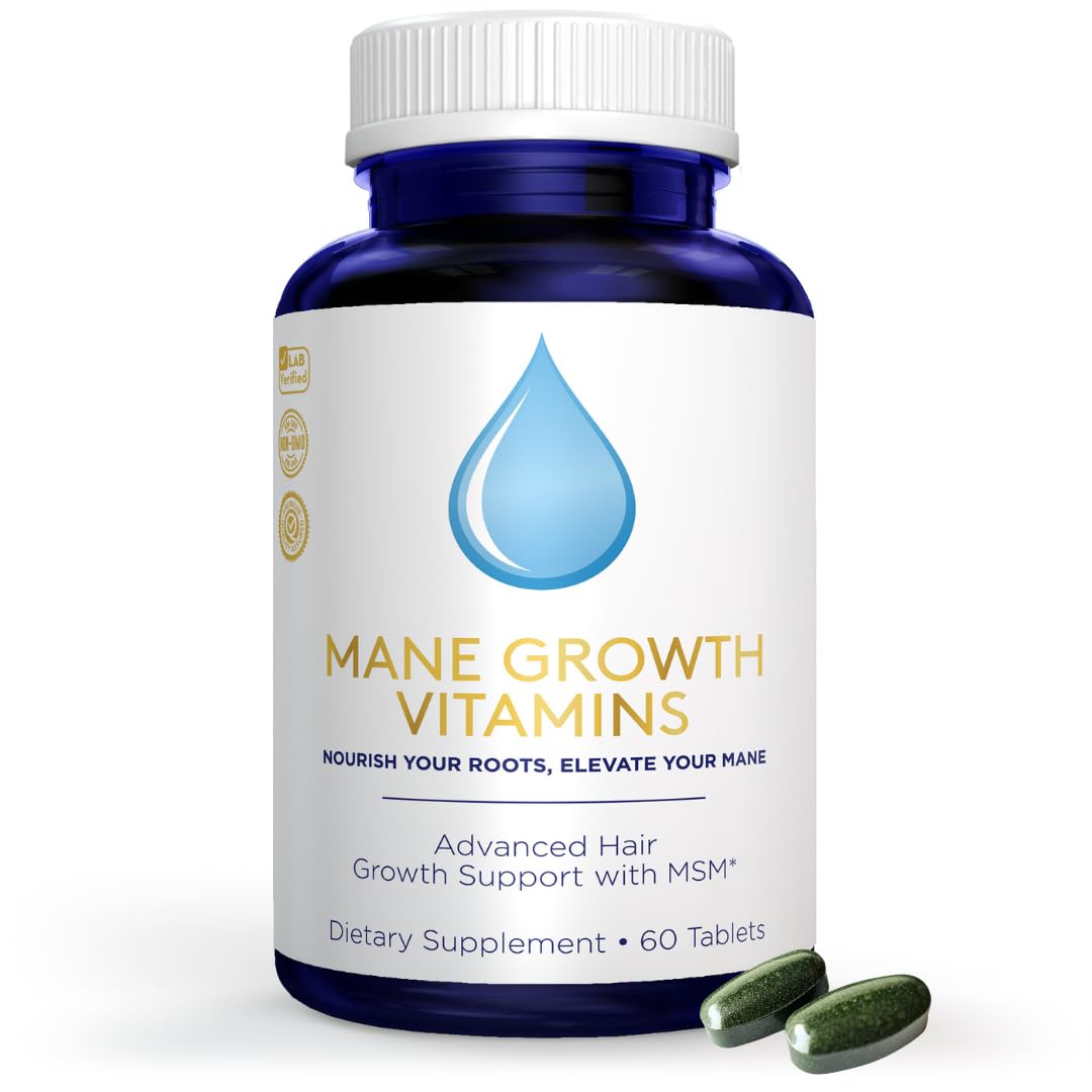 Mane Growth Hair Vitamins - All Natural MSM Biotin Vitamins for Women & Men - Supports Healthy Hair Growth - 60 Tablets