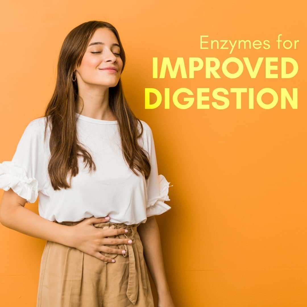 Generic Digestive Enzymes 665mg (Amylase, Lipase, Protease, Cellulase, Lactase) with Bromelain Capsules, 60 Count