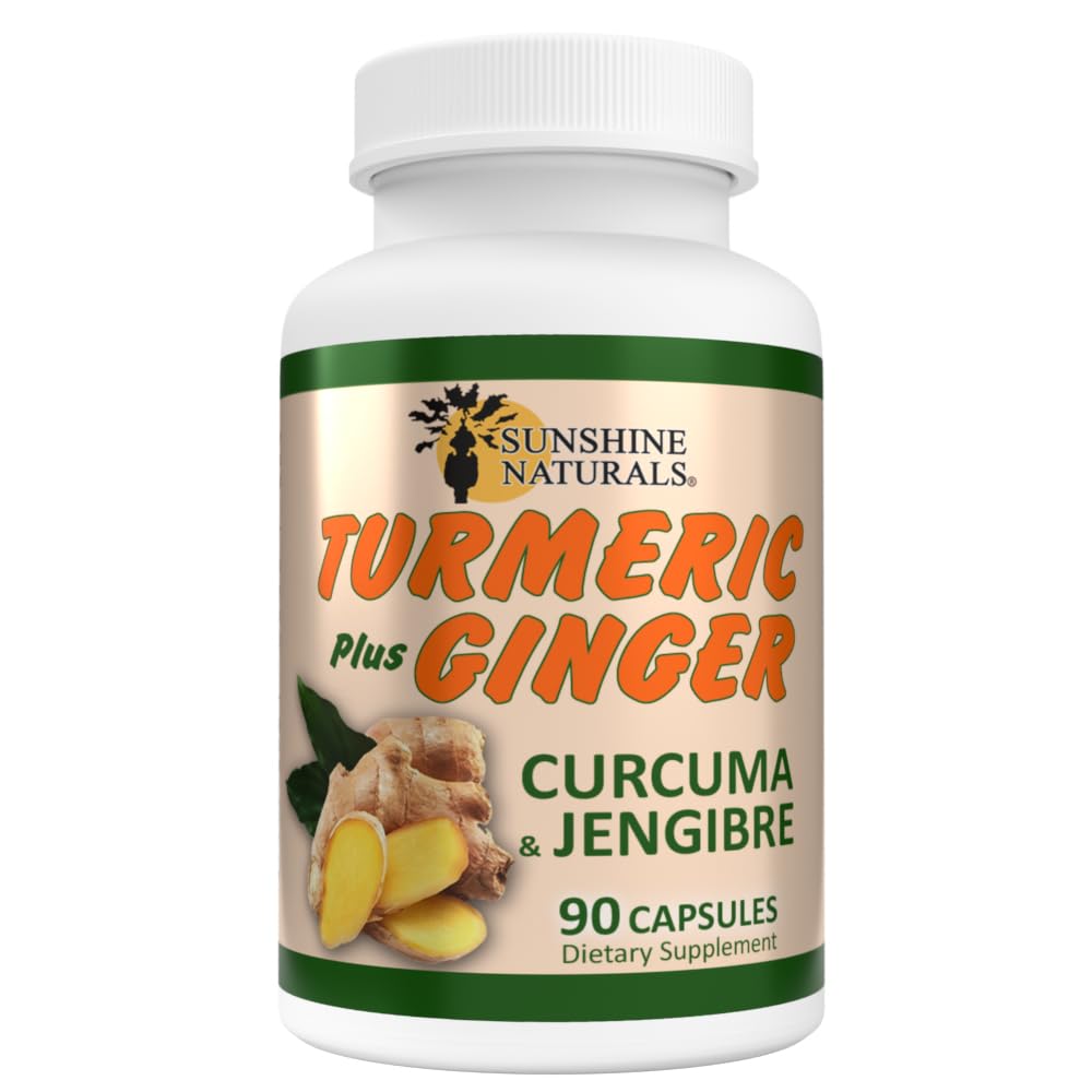 Sunshine Naturals Turmeric Plus Ginger Dietary Supplement Capsule, 90 Count