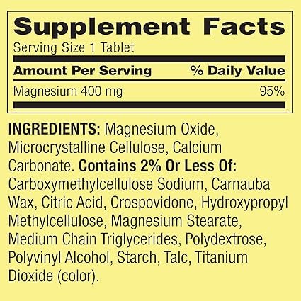 Generic Magnesium Extra Strength Dietary Supplement 400 Mg Tablets, 250 Count