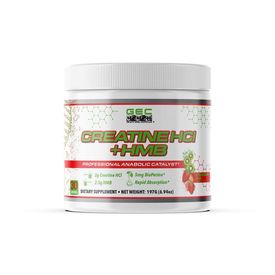 Genetic Edge Compounds Creatine HCl + HMB for Athletes – Performance & Recovery Formula Powder, 6.94 oz