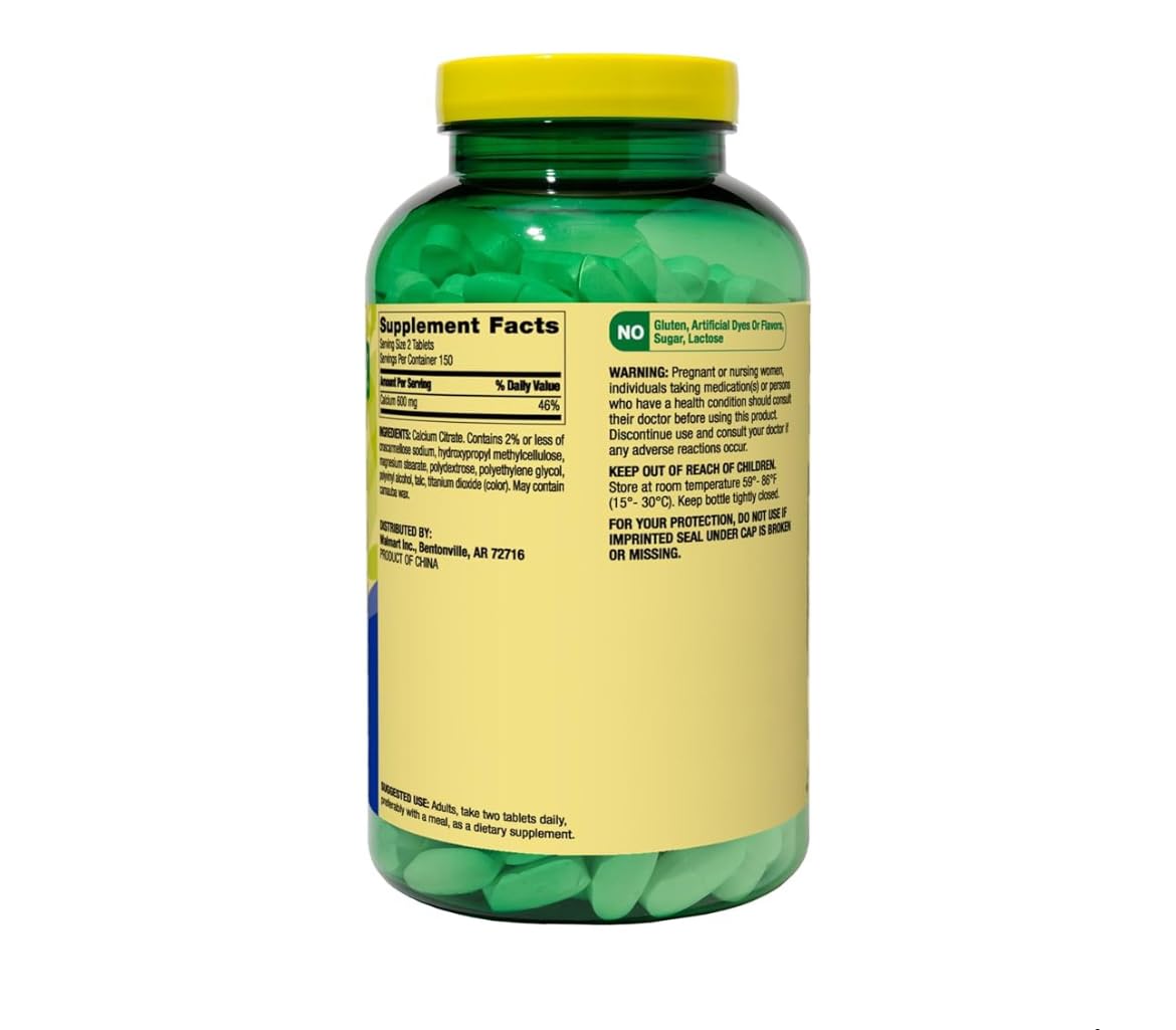 Generic Calcium Citrate Supplement 600 Mg per Serving Tablet, 300 Tablets