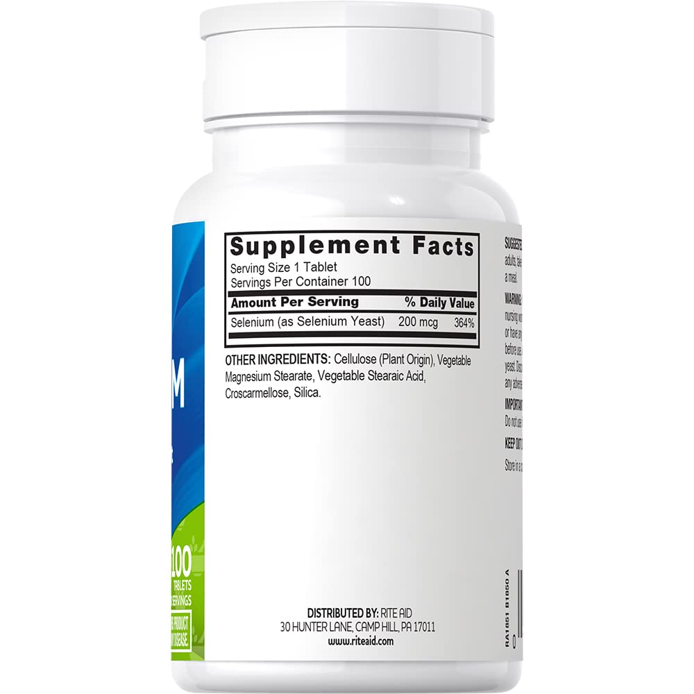 Rite Aid Selenium Tablets 200 mcg, 100 Count