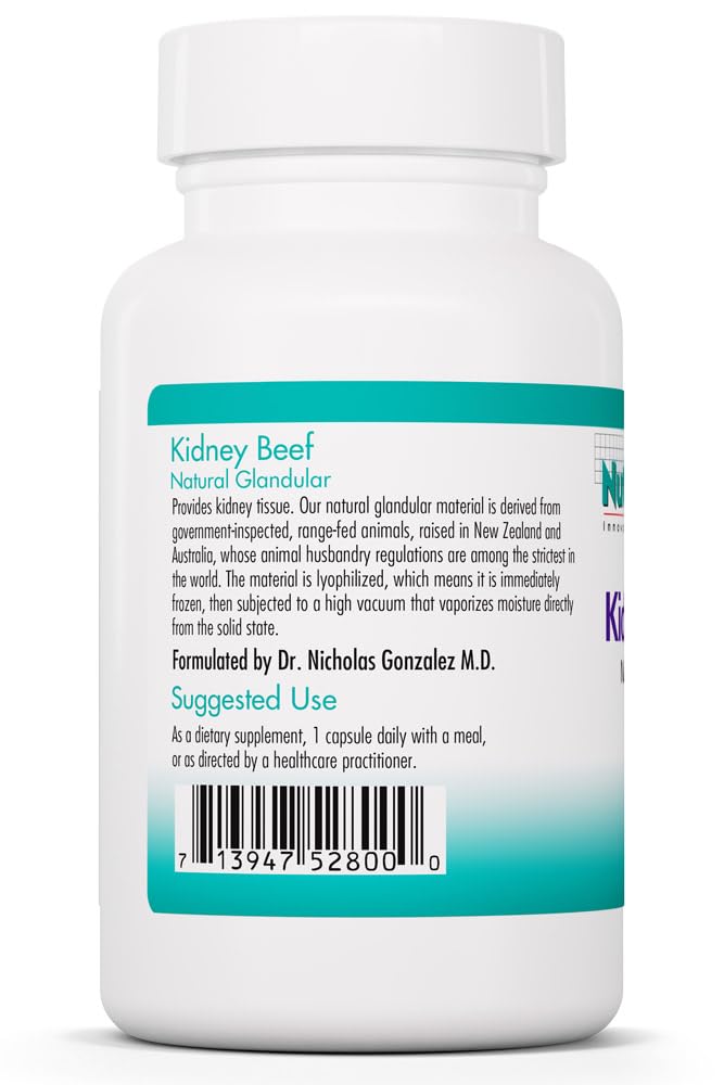 Allergy Research Group NutriCology Kidney Beef 500 mg Bovine Kidney Glandular Supplement Capsules, 100 Count