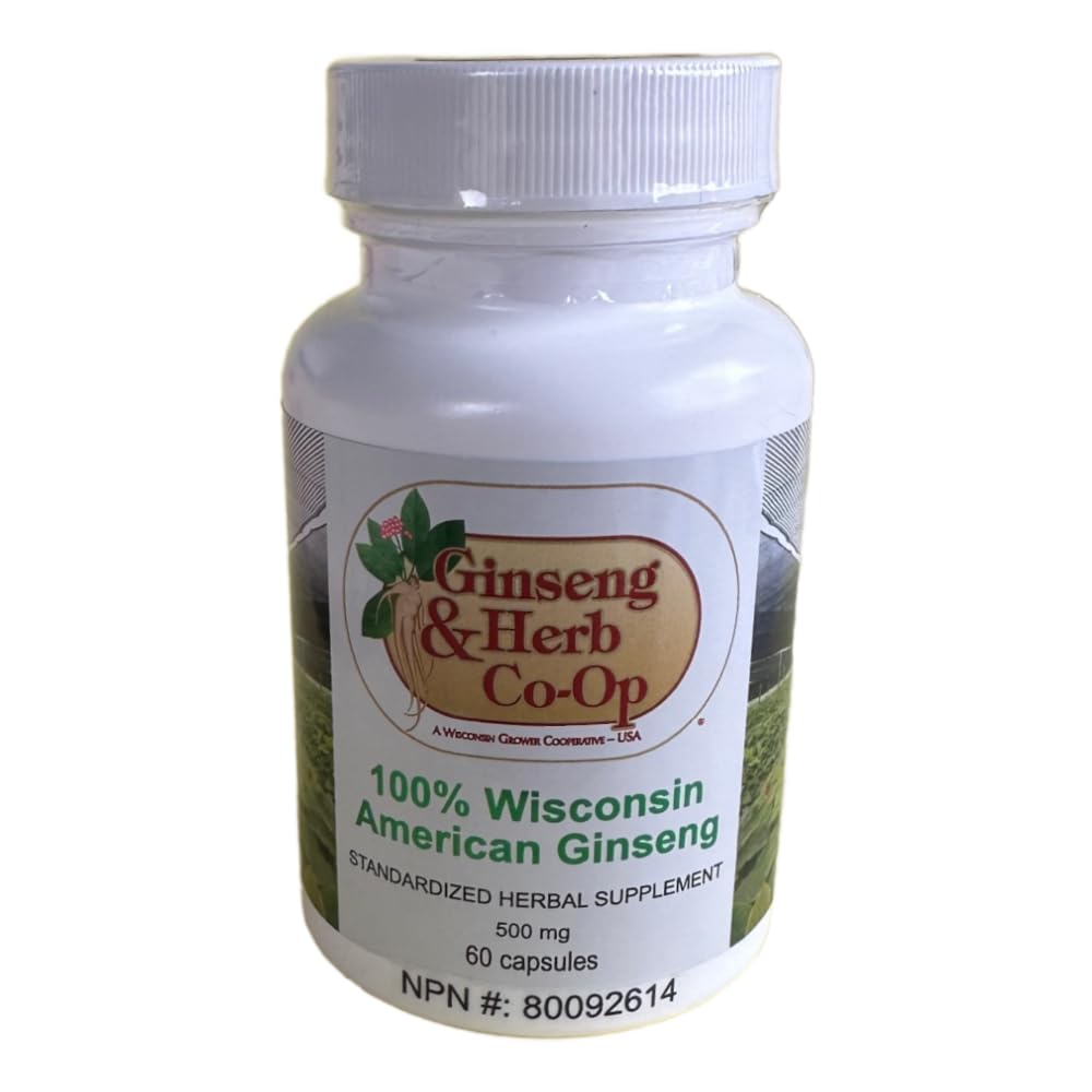 GINSENG & HERB CO-OP A WISCONSIN GROWER COOPERATIVE - USA Wisconsin American Ginseng Capsules, 60 Capsules