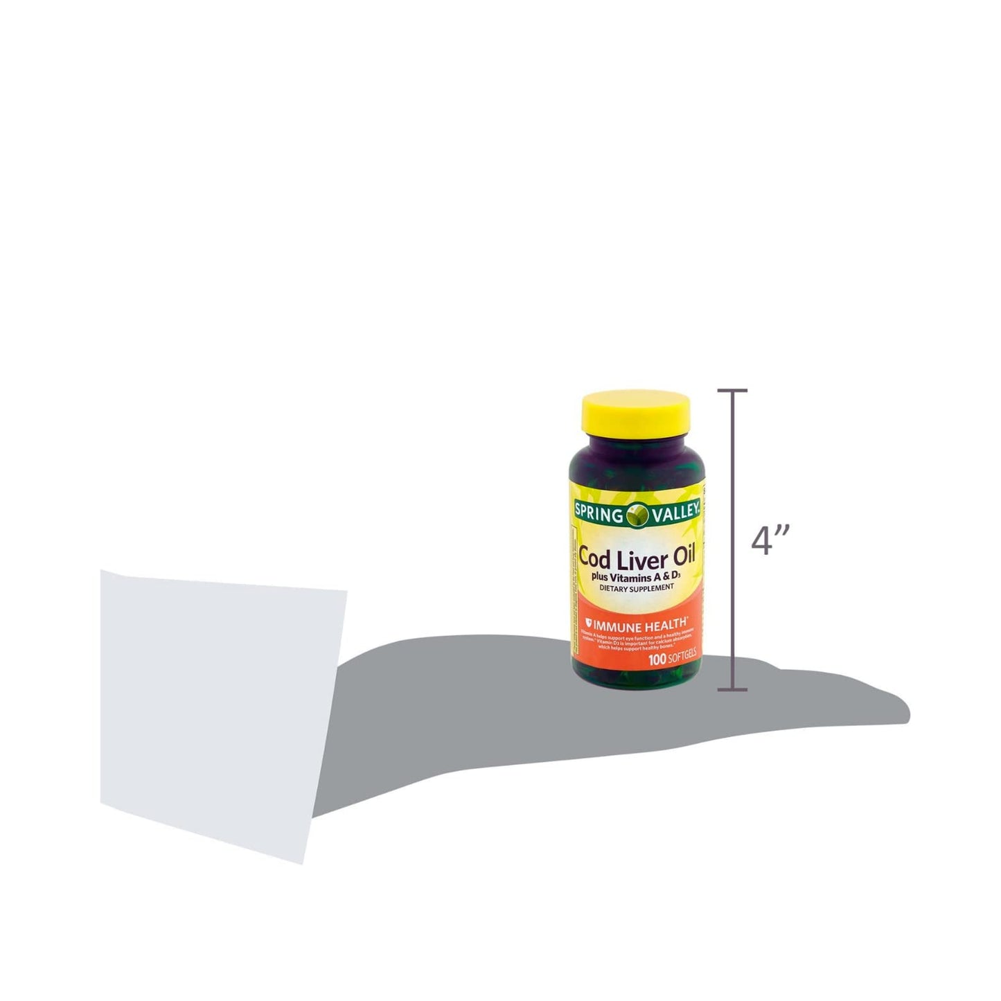 Spring Valley Cod Liver Oil with Vitamin A & D Softgels, 100 Count