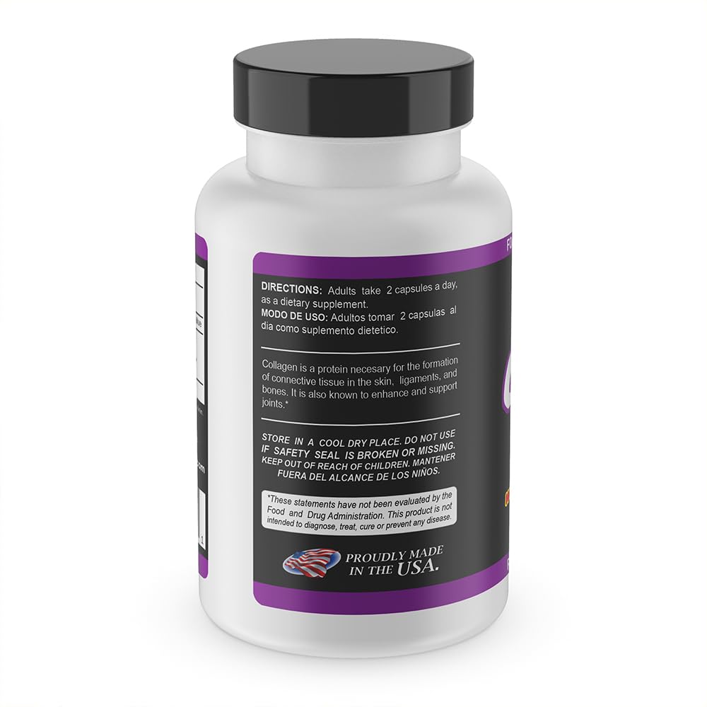 Sunshine Naturals Hydrolyzed Collagen and Vitamin C Dietary Supplement 120 Capsules