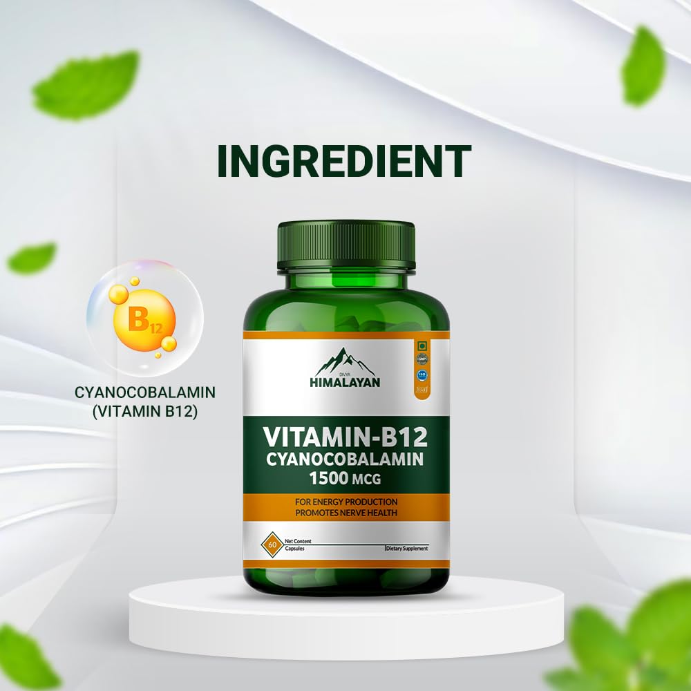 Divya Himalayan Vitamin B12 Methylcobalamin 1000 mcg Capsules, 60 Count