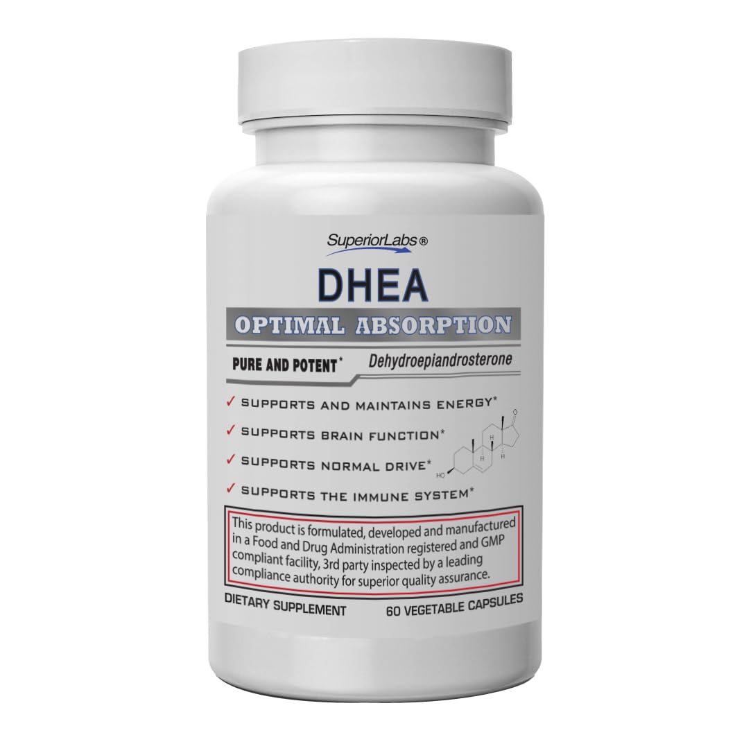 Superior Labs Extra Strength Natural DHEA 100 mg Capsule, 60 Capsules