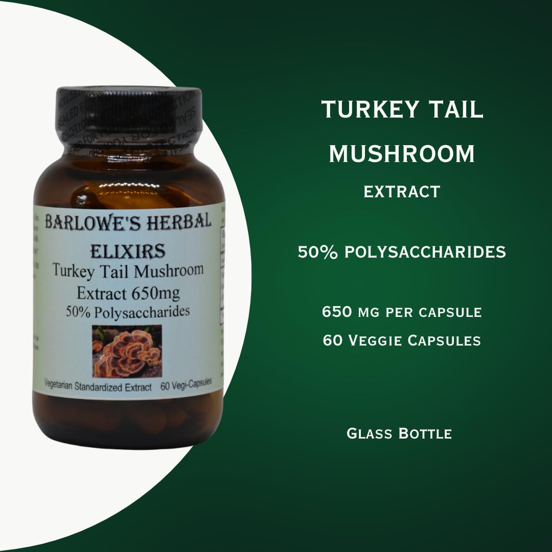 Barlowe's Herbal Elixirs Turkey Tail Mushroom Capsule, 60 Capsules