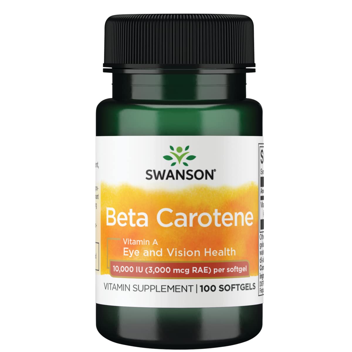 Swanson Beta-Carotene (Vitamin A) Skin, Eye and Immune System Health Antioxidant Support Softgels, 100 Count