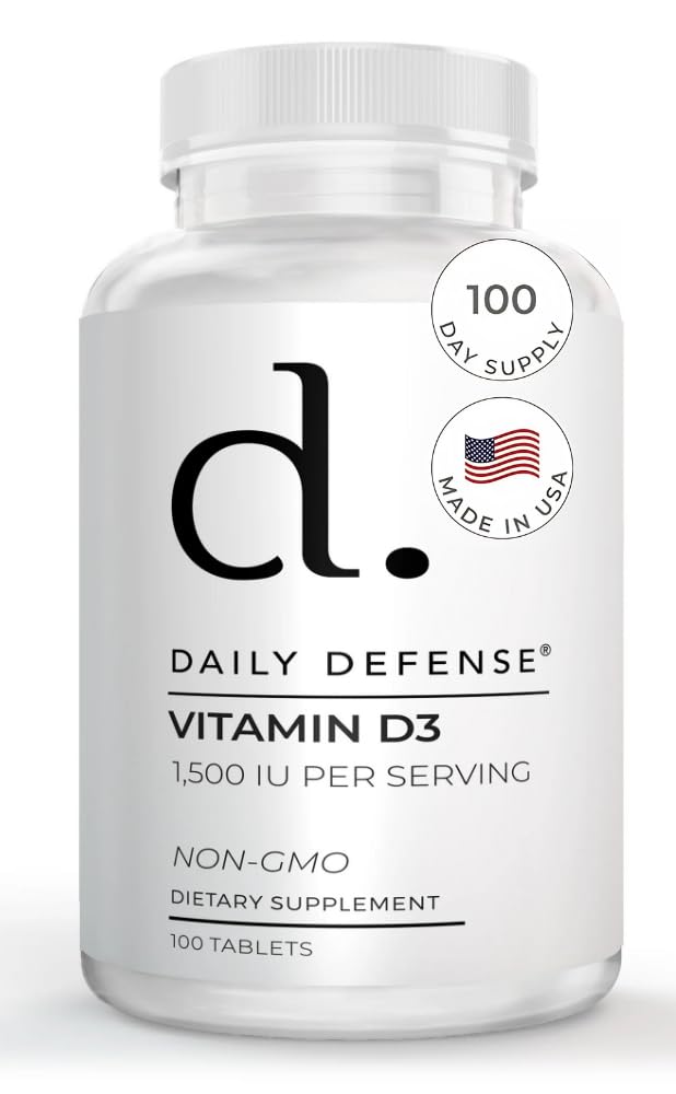 Daily Defense Vitamin D3 1500 IU Tablets, 100 Tablets