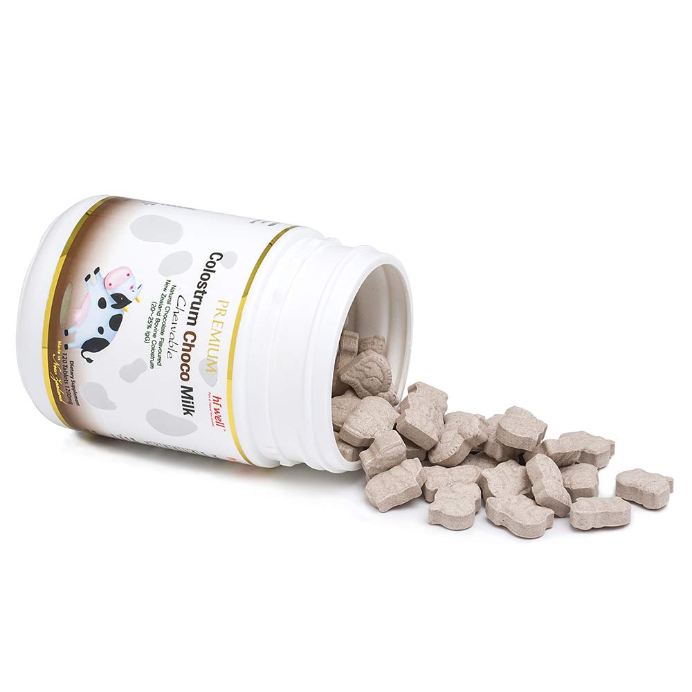 Hi Well Pure & Natural New Zealand Grass-Fed Colostrum Choco Milk Tablets, 150