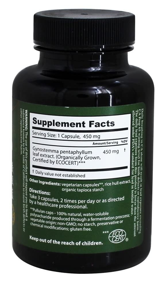 Dragon Herbs Gynostemma 500 mg Capsules, 100 Count