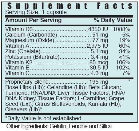 Systemic Formulas DV3 BioNutriment Vitamin D3 Plus Immune Support 60 Capsules