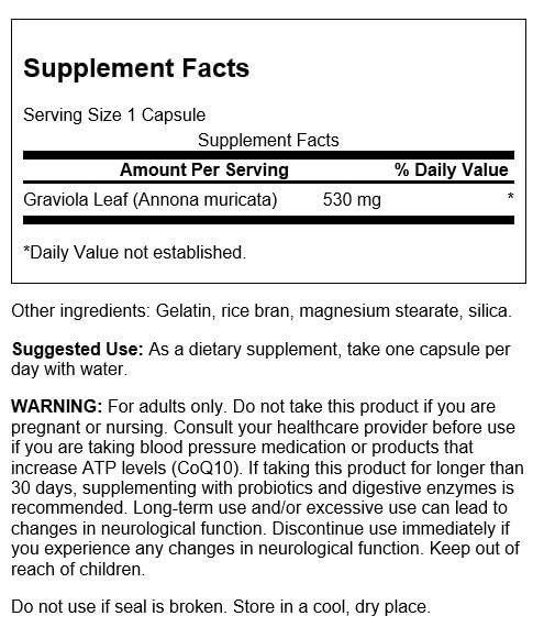 Swanson Premium Brand Graviola 530 mg 60 Capsules