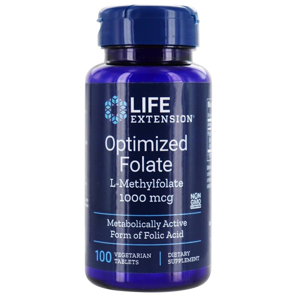 Life Extension Optimized Folate (L-Methylfolate), 1000 mcg Vegetarian Tablets, 300 Tablets
