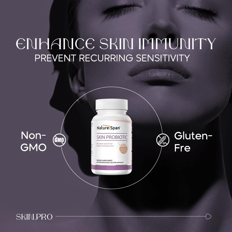 NATURESPAN Skin Probiotic 30 Billion Cultures (3 Strains) with Carotene, Astaxanthin & Lycopene Capsules, 60 Capsules