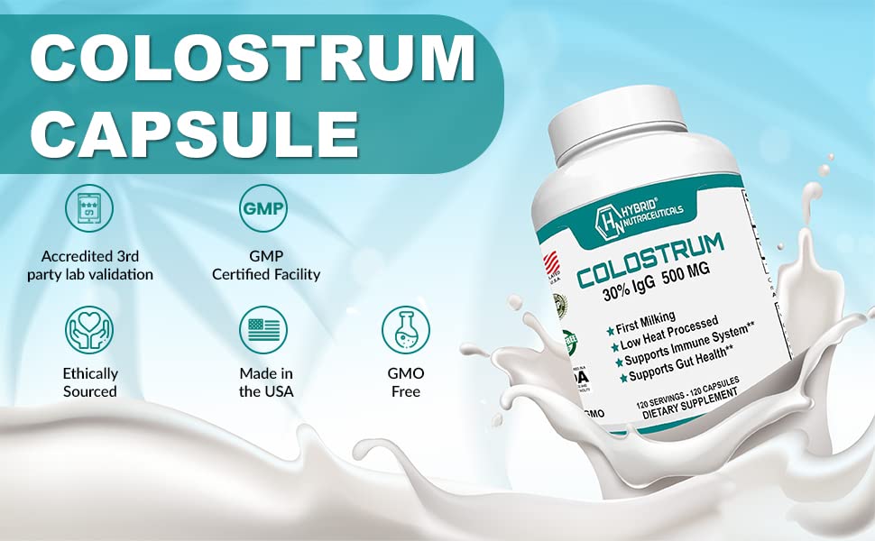 Hybrid Nutraceuticals Bovine Colostrum Supplement Capsule 240 Capsules