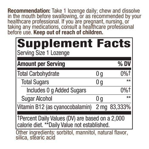 Nature's Way B-12 2000mcg Sublingual Lozenge, 100 Count
