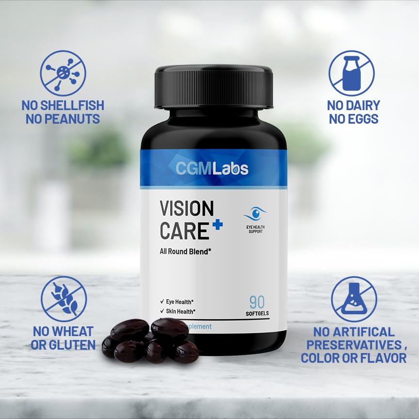 CGMLABS Vision Care Plus Eye Health Supplement, Lutein 20mg Softgels 90