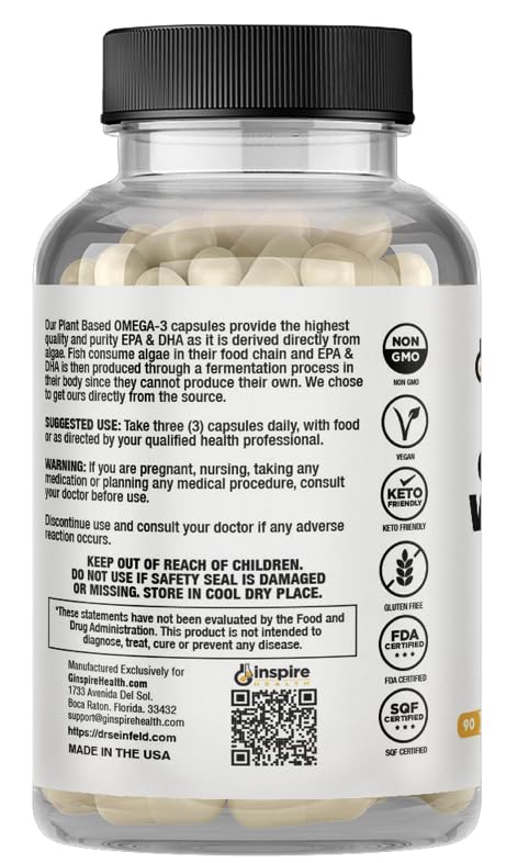 GINSPIRE NUTRITION Dr. Seinfeld Vegan Algae Omega-3 and Vitamin D3 Supplement for Men and Women Capsule 1