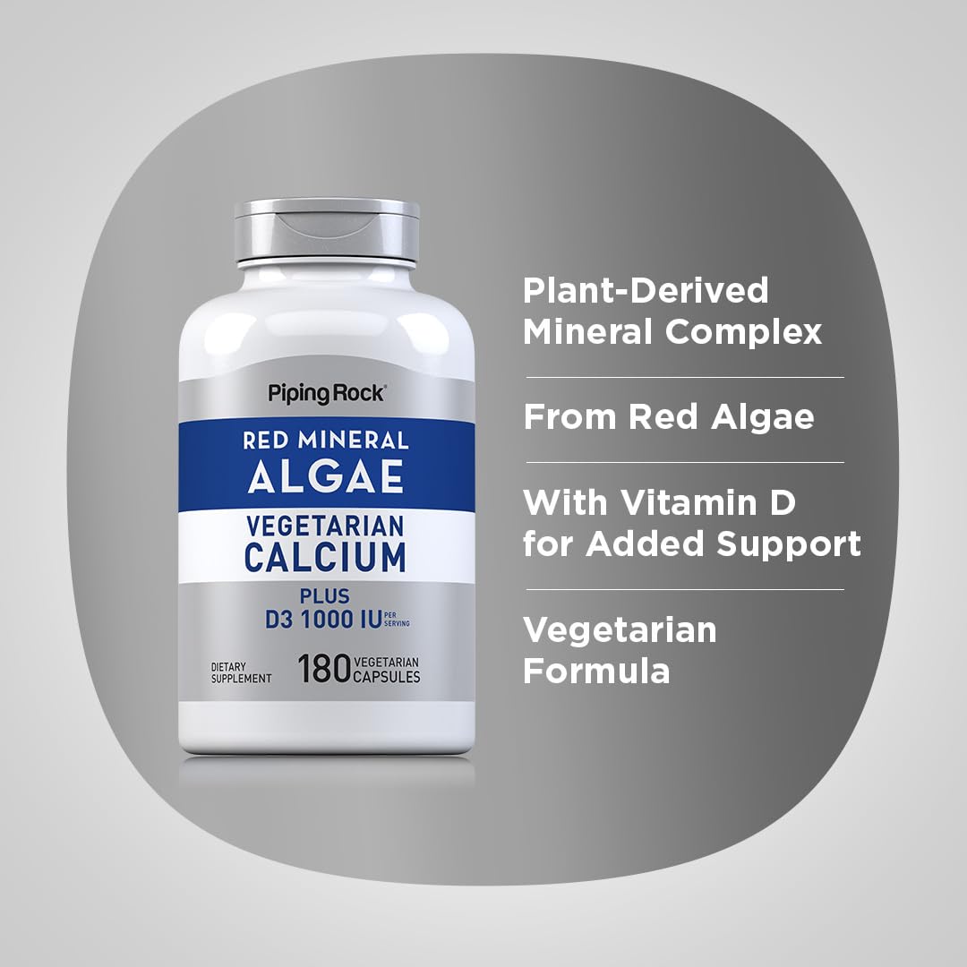 Piping Rock Red Mineral Algae Vegetarian Calcium 180 Capsules
