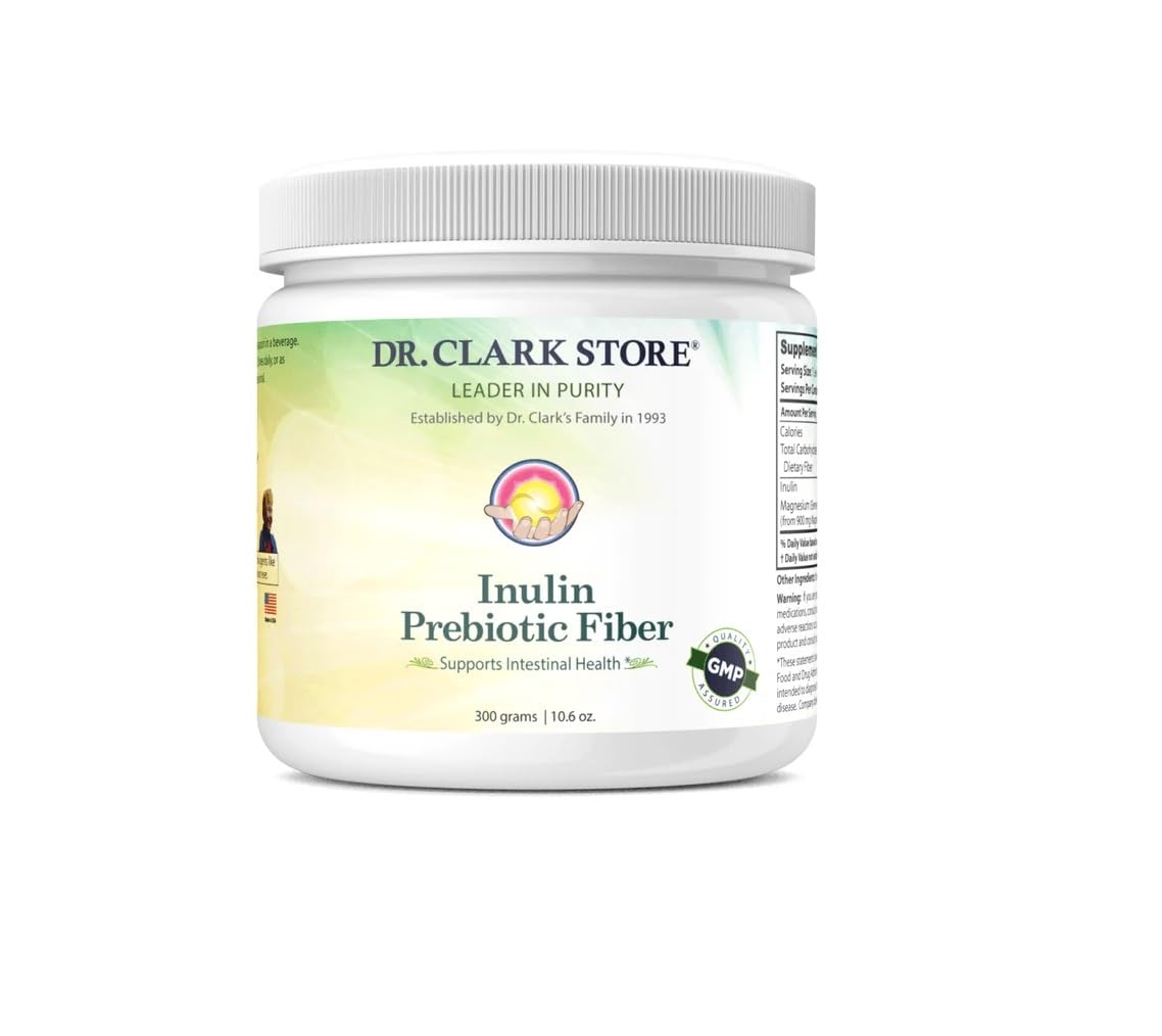 Dr Clark Store Inulin Powder (FOS) – Prebiotic Soluble Fiber for Gut Health Capsule 10.6 oz