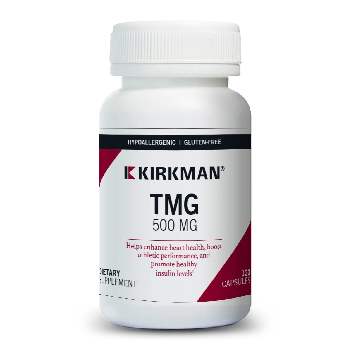 Kirkman TMG 500 mg Trimethylglycine Vegetarian Capsules, Hypoallergenic, Gluten Free, Casein Free, 120 Count